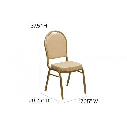BLNK HERCULES Series Fabric Dome Back Stacking Banquet Chair with Gold Frame - Beige Patterned