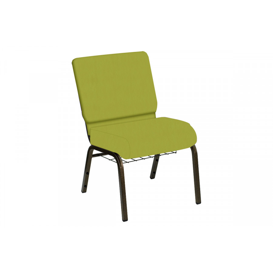 BLNK HERCULES Series Church Chair in E-Z Wallaby Vinyl with Gold Vein Frame - Lime, 21"W, with Book Rack