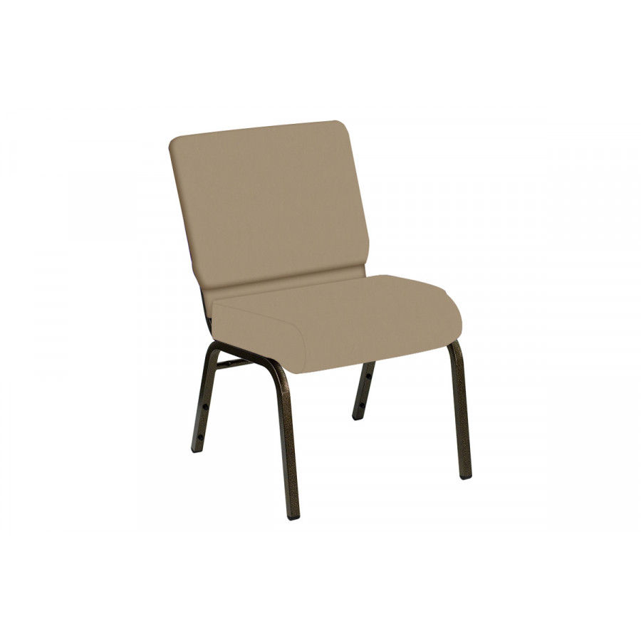 BLNK HERCULES Series Church Chair in E-Z Wallaby Vinyl with Gold Vein Frame - Neutral, 21"W