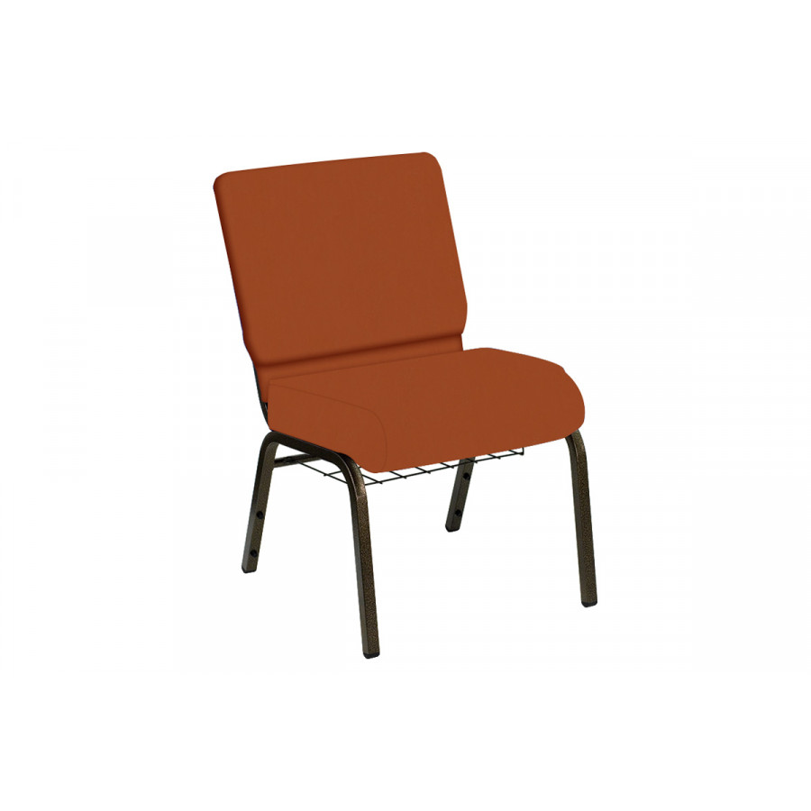 BLNK HERCULES Series Church Chair in E-Z Wallaby Vinyl with Gold Vein Frame - Terra Cotta, 21"W, with Book Rack