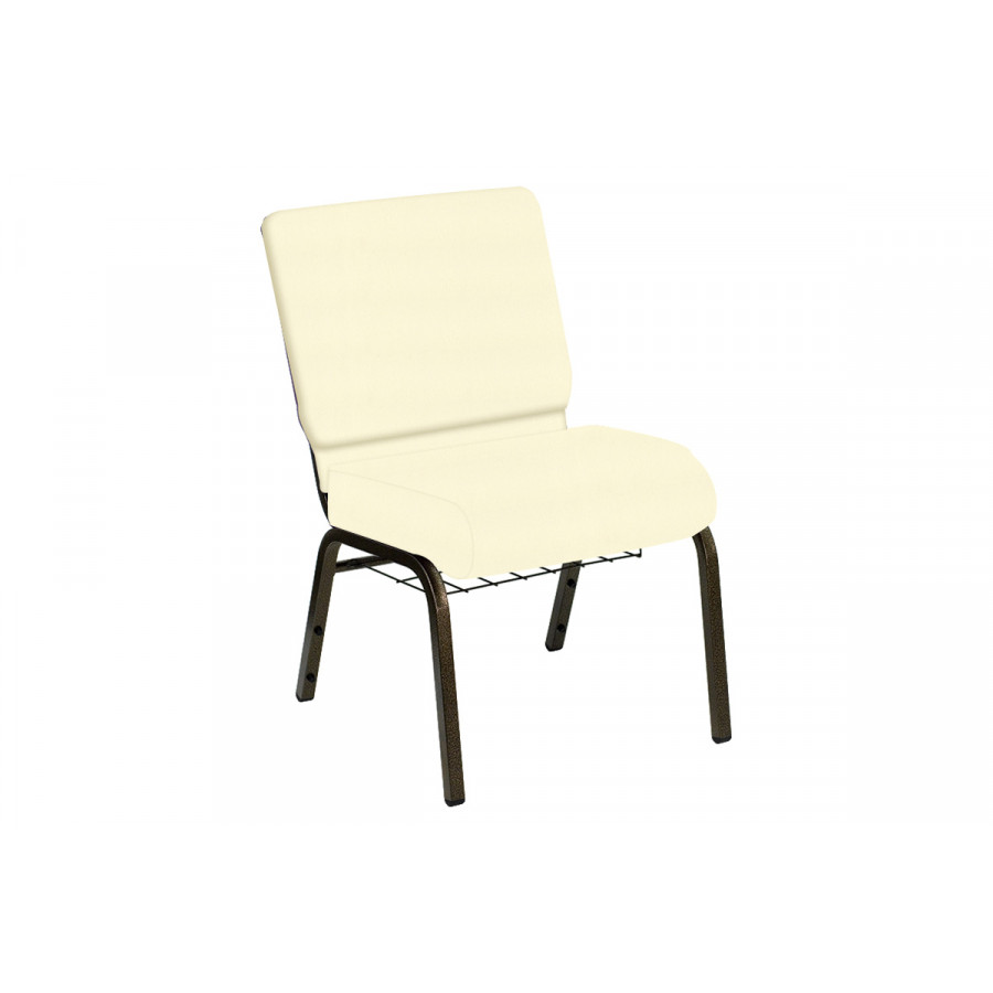 BLNK HERCULES Series Church Chair in E-Z Sierra Vinyl with Gold Vein Frame - Off White, 21"W, with Book Rack