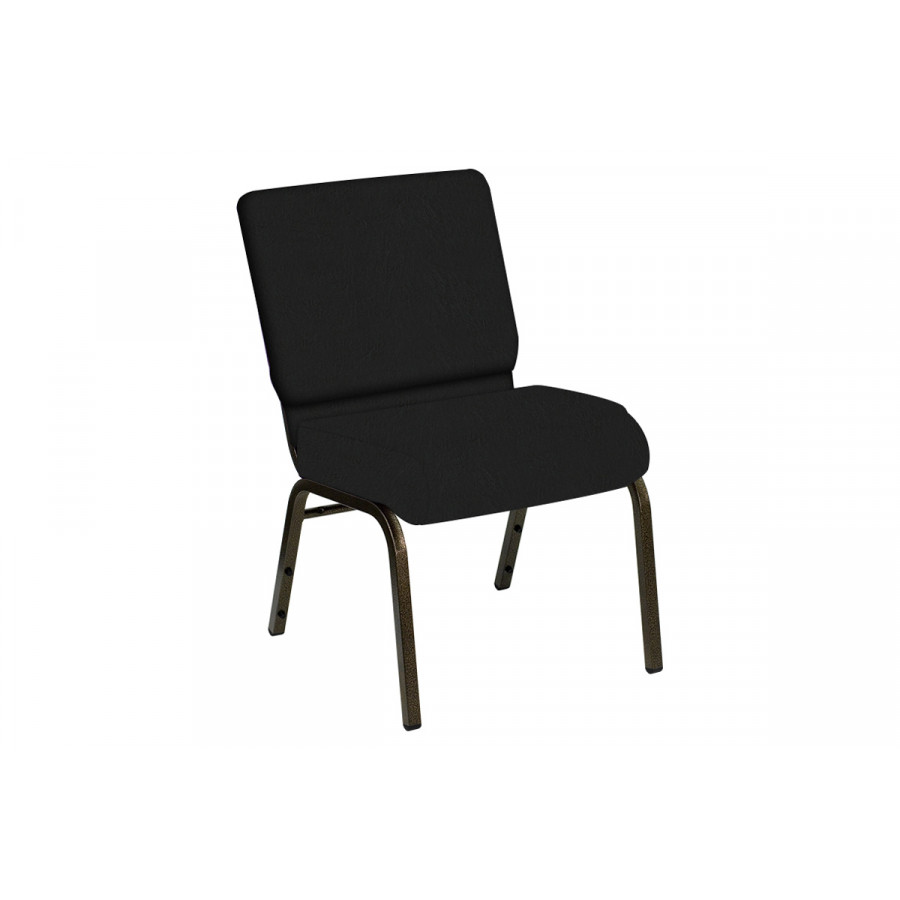 BLNK HERCULES Series Church Chair in E-Z Oxen Vinyl with Gold Vein Frame - Black, 21"W