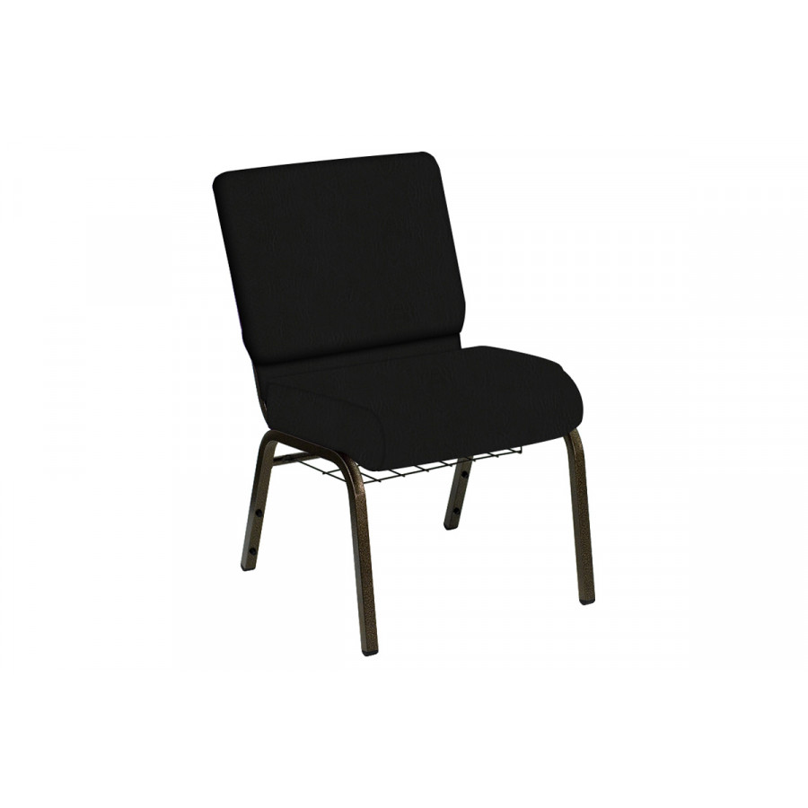 BLNK HERCULES Series Church Chair in E-Z Heidi Vinyl with Gold Vein Frame - 21"W, with Book Rack