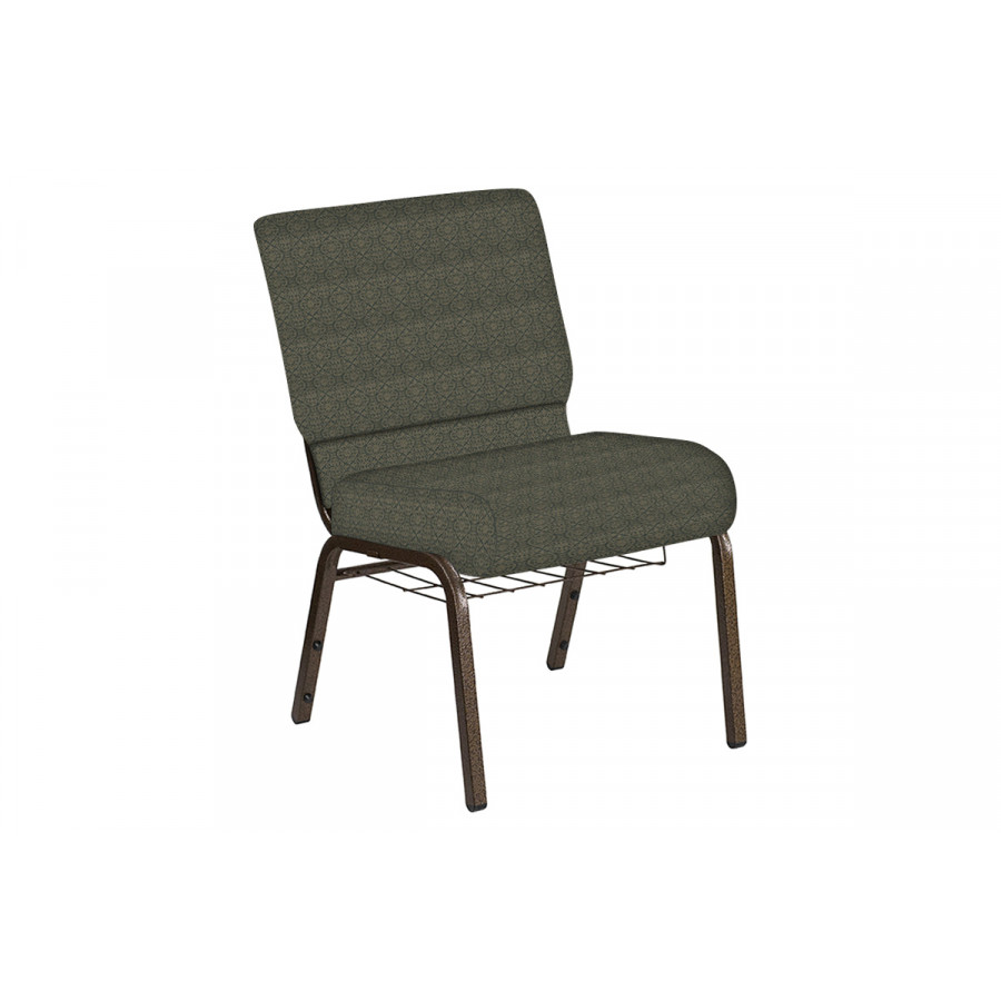 BLNK Church Chair in Abbey with Gold Vein Frame - Fern, 21"W, with Book Rack