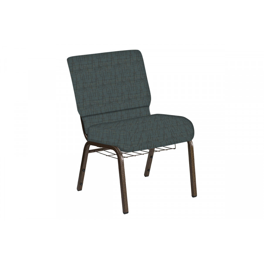 BLNK Church Chair in Amaze with Gold Vein Frame - Azure, 21"W, with Book Rack