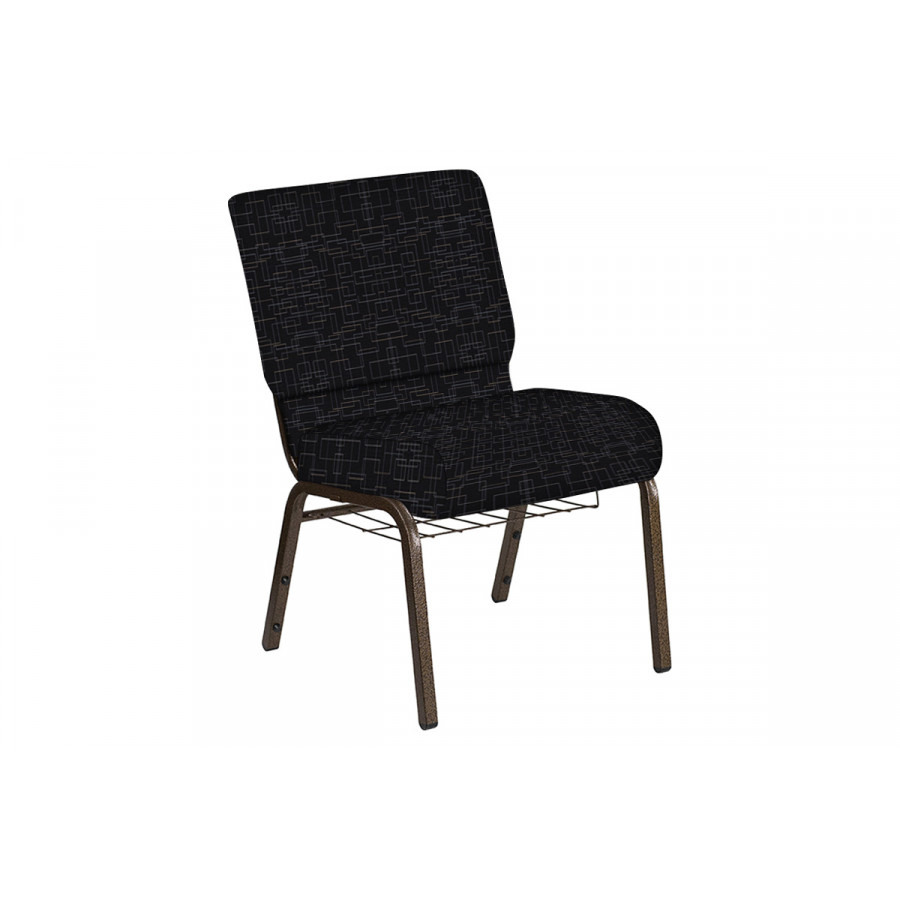 BLNK Church Chair in Amaze with Gold Vein Frame - Ebony, 21"W, with Book Rack