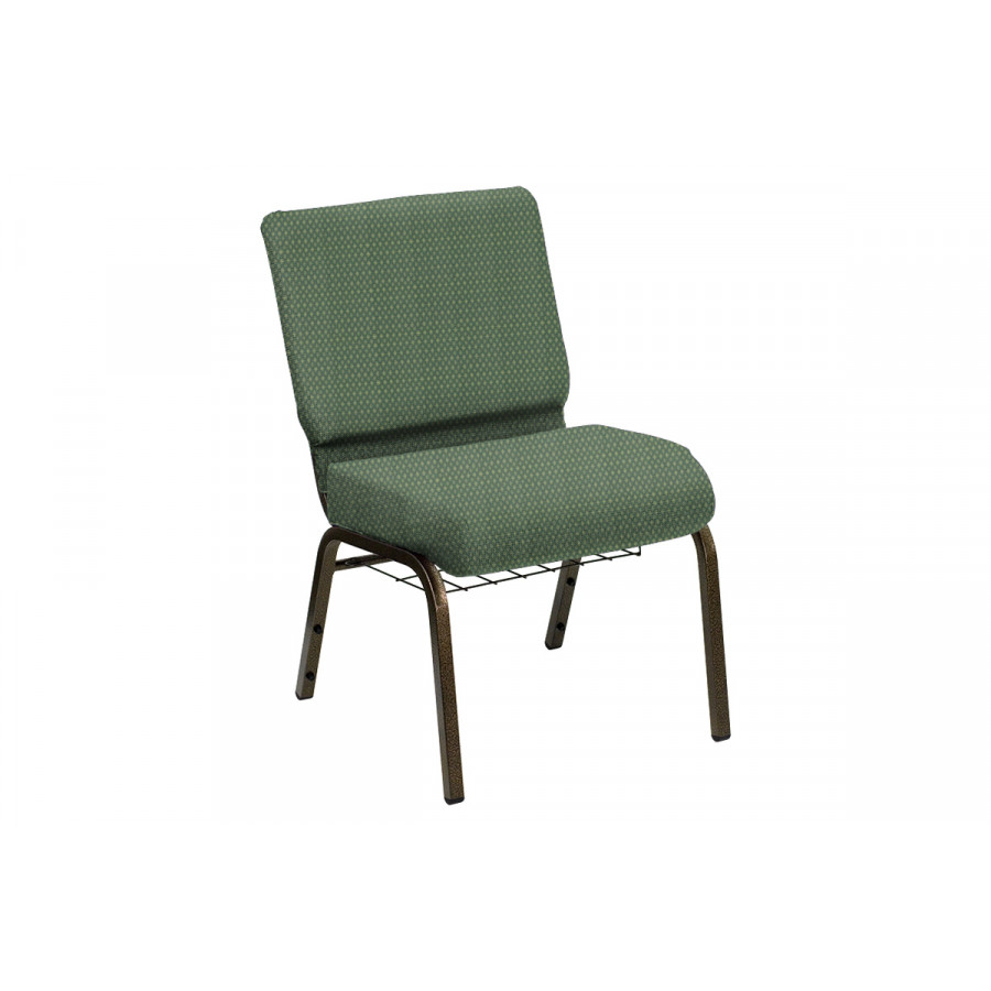 BLNK HERCULES Series Church Chair in Bedford with Gold Vein Frame - Lawn, 21"W, with Book Rack