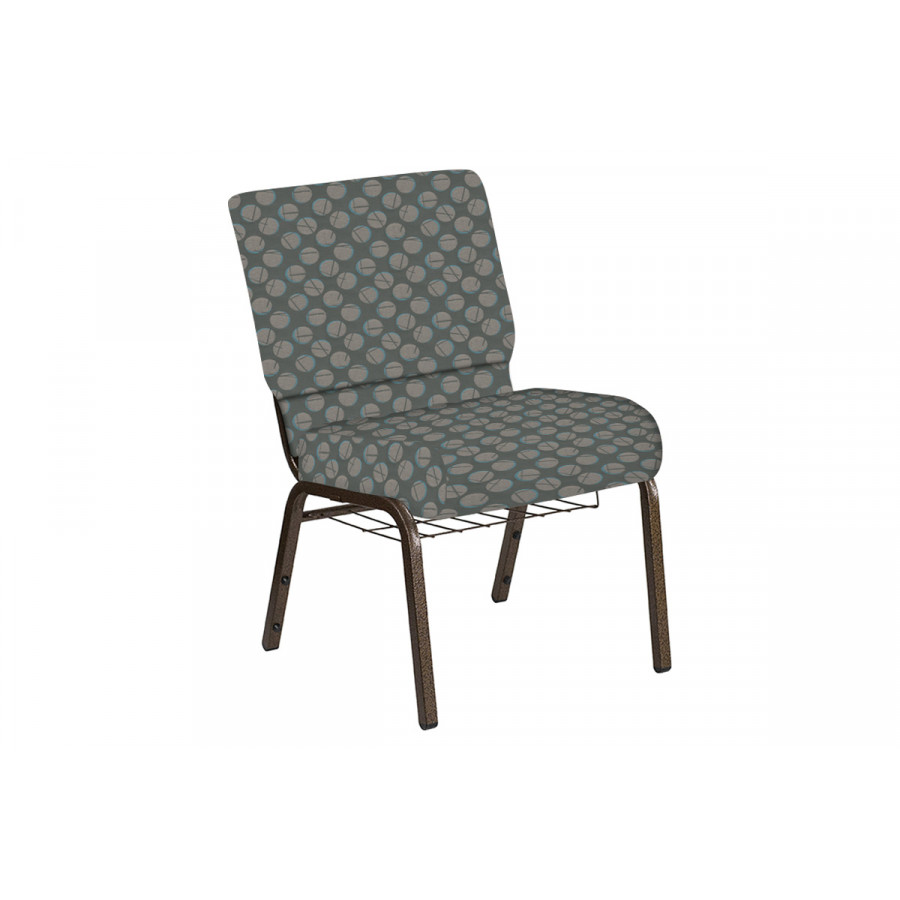 BLNK Church Chair in Cirque with Gold Vein Frame - Olive, 21"W, with Book Rack