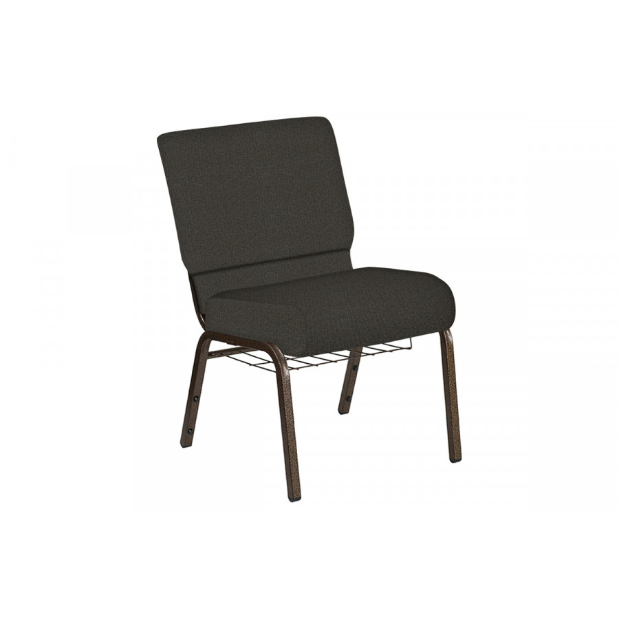 BLNK Church Chair in Cobblestone with Gold Vein Frame - Wintermoss, 21"W, with Book Rack