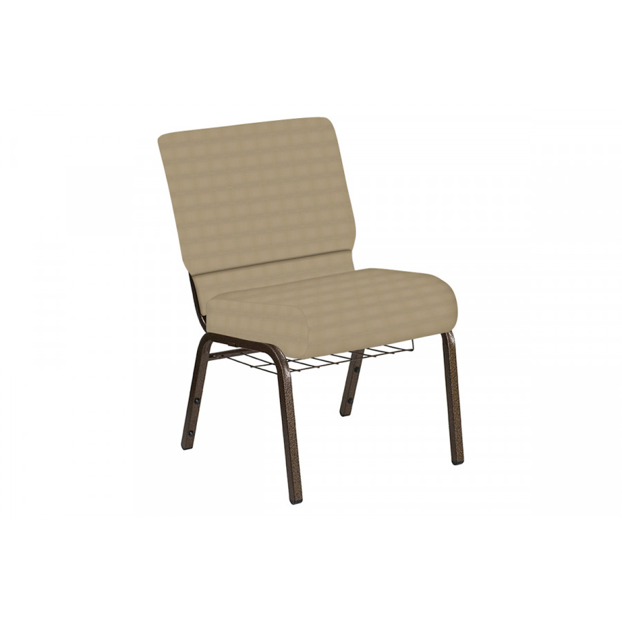BLNK Church Chair in Harmony with Gold Vein Frame - Ramie, 21"W, with Book Rack