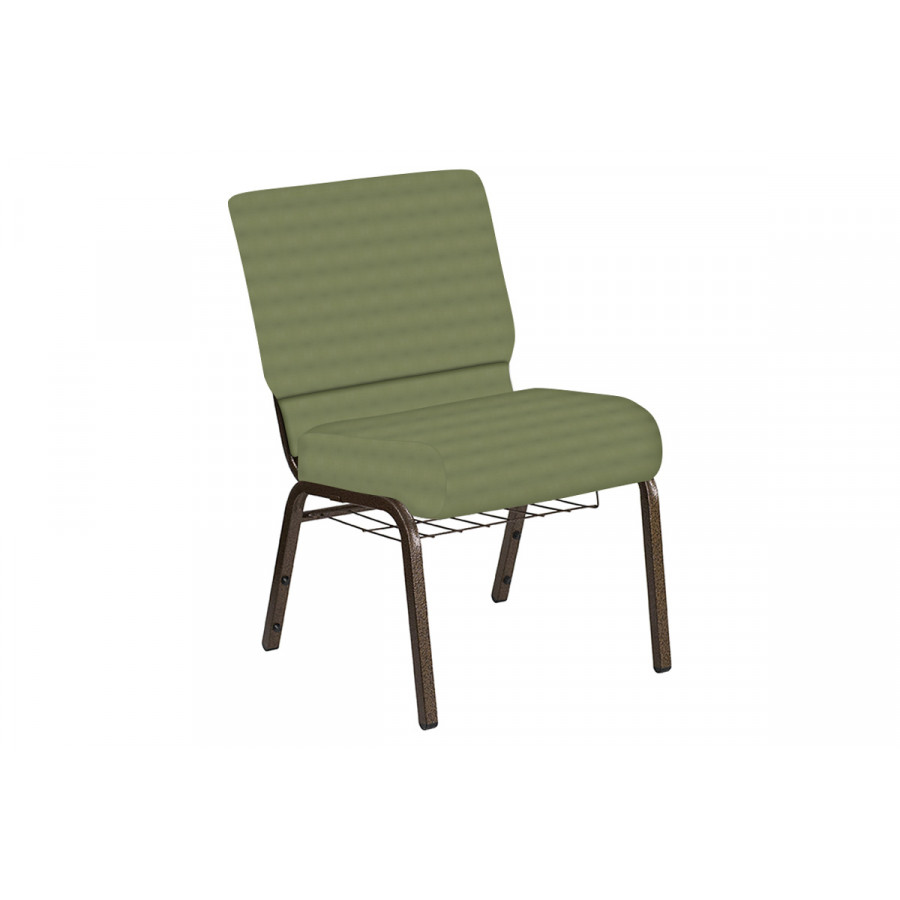 BLNK Church Chair in Harmony with Gold Vein Frame - Sea Green, 21"W, with Book Rack