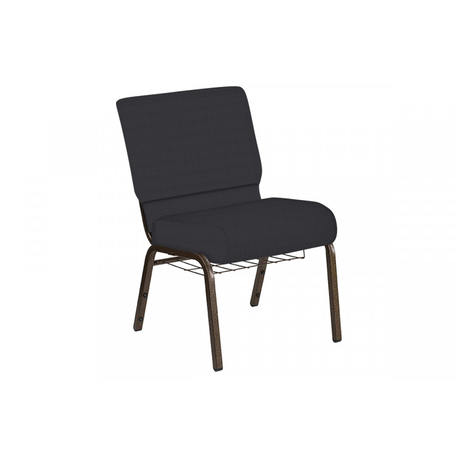 BLNK Church Chair in Illusion with Gold Vein Frame - Chic Silver, 21"W, with Book Rack