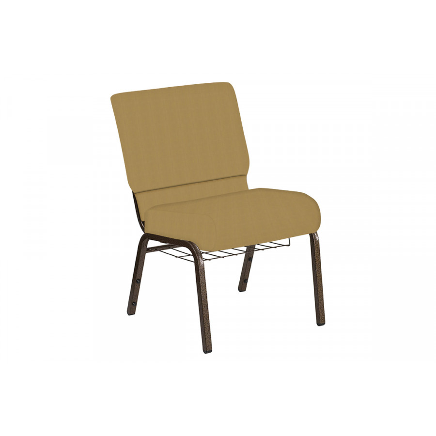 BLNK Church Chair in Illusion with Gold Vein Frame - Gold, 21"W, with Book Rack