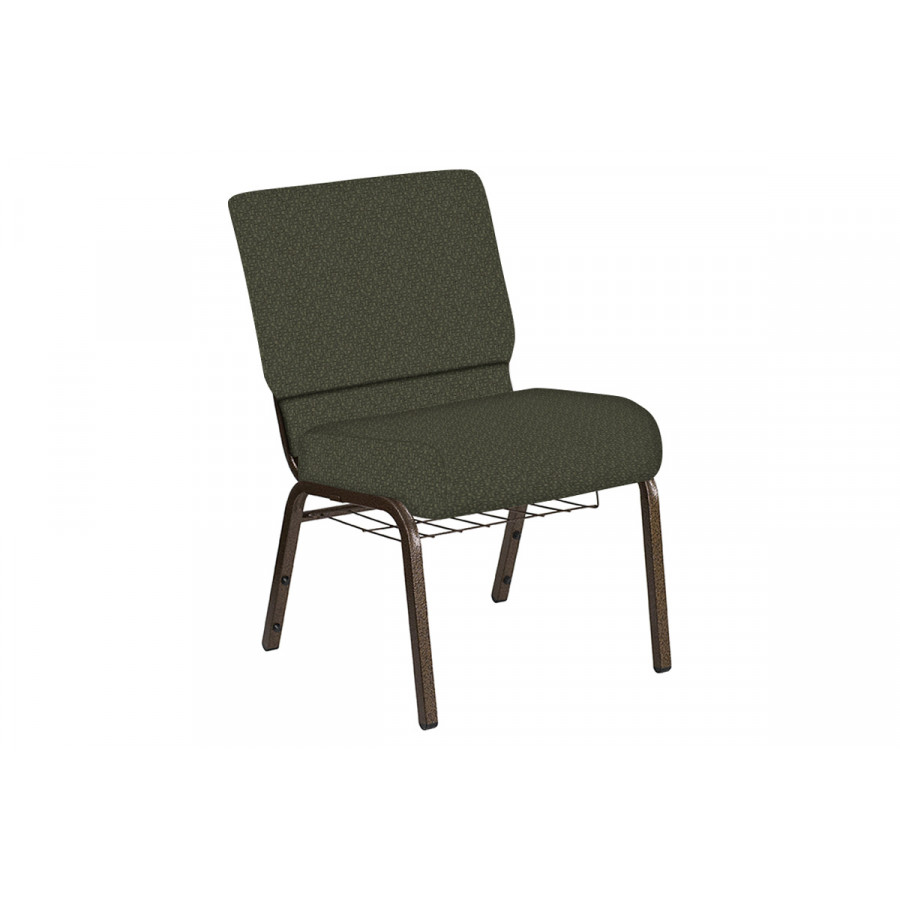 BLNK Church Chair in Mirage with Gold Vein Frame - Fern, 21"W, with Book Rack