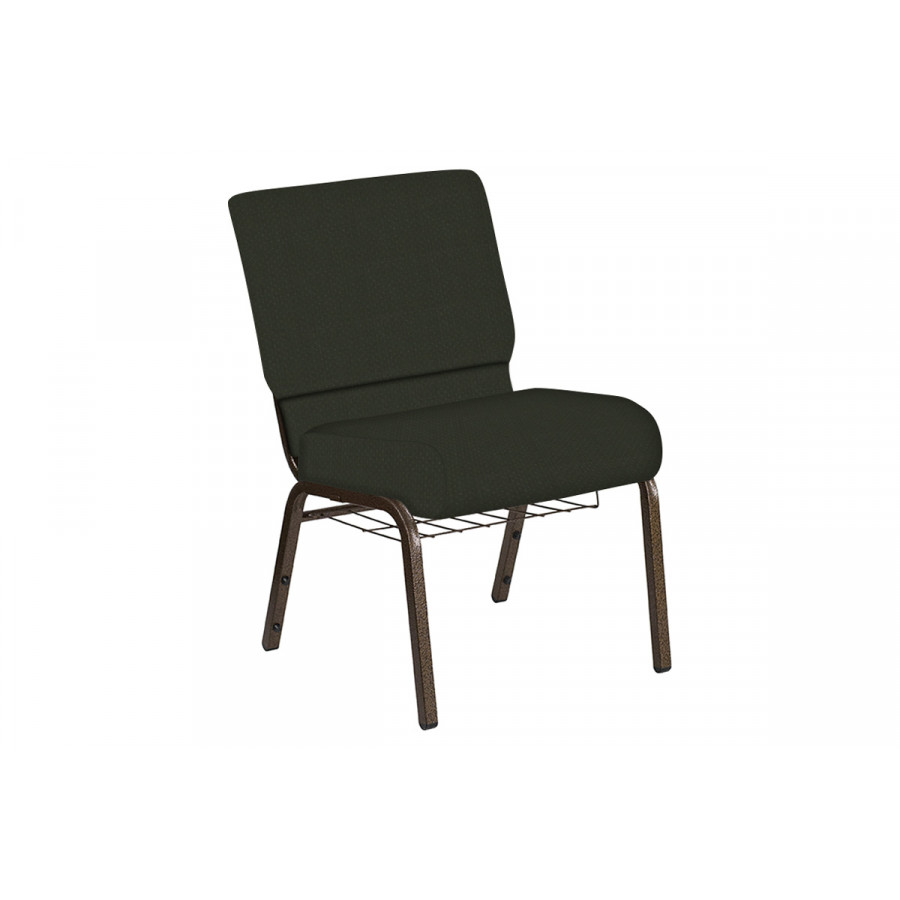 BLNK Church Chair in Neptune with Gold Vein Frame - Moss, 21"W, with Book Rack