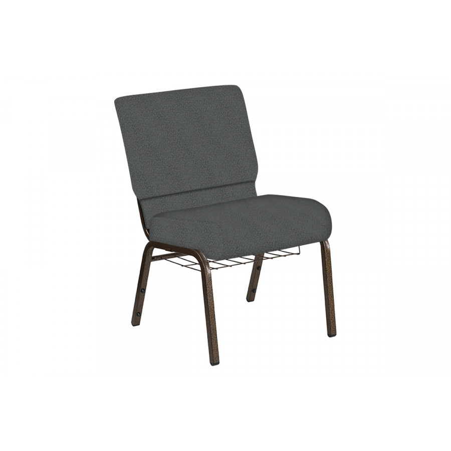 BLNK Church Chair in Old World with Gold Vein Frame - Chocaqua, 21"W, with Book Rack