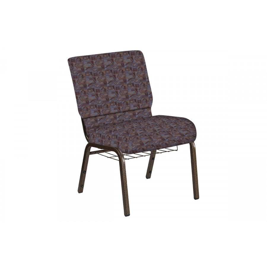 BLNK Church Chair in Perplex with Gold Vein Frame - Azure, 21"W, with Book Rack