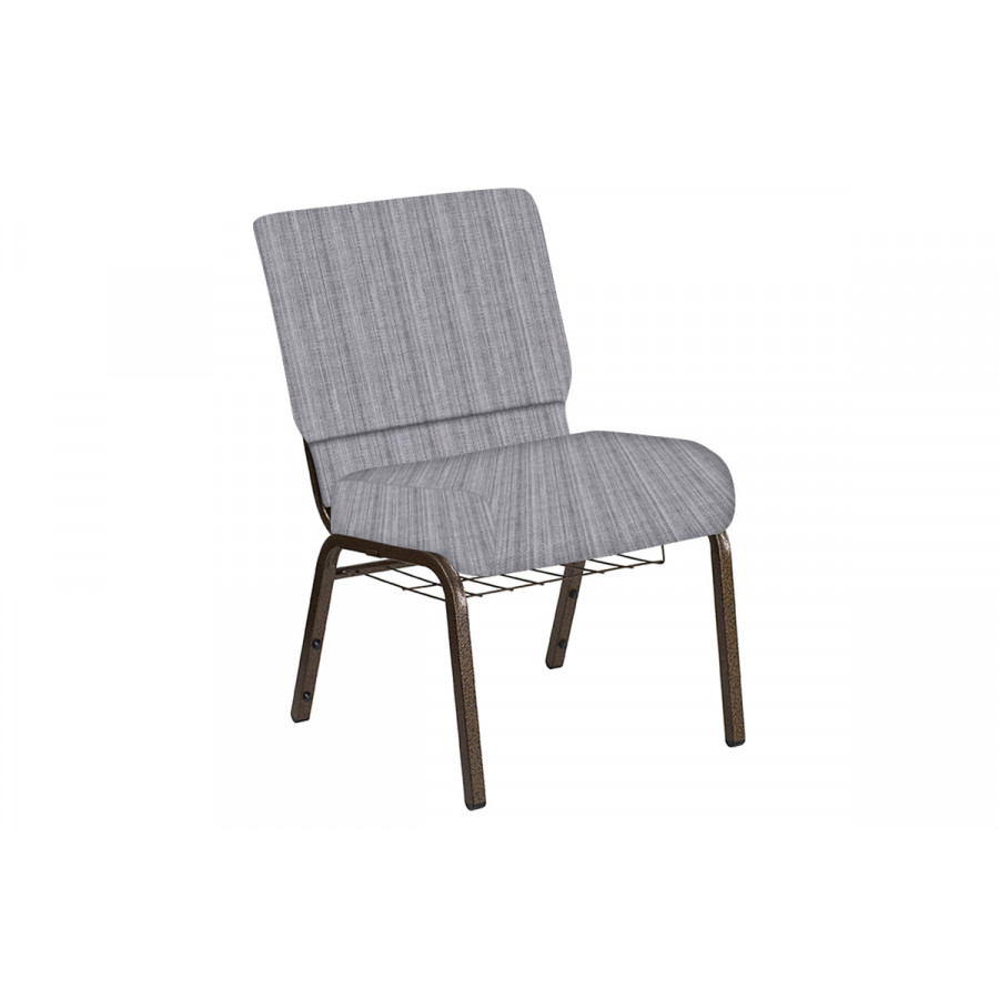 BLNK Church Chair in Sammie Joe with Gold Vein Frame - Aluminum, 21"W, with Book Rack