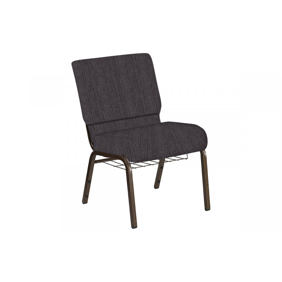 BLNK Church Chair in Sammie Joe with Gold Vein Frame - Chocolate, 21"W, with Book Rack