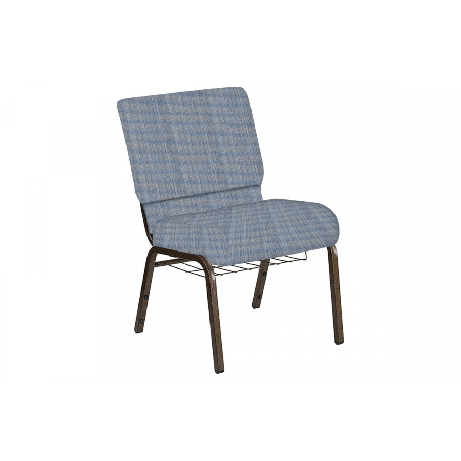 BLNK Church Chair in Sammie Joe with Gold Vein Frame - Crystal, 21"W, with Book Rack
