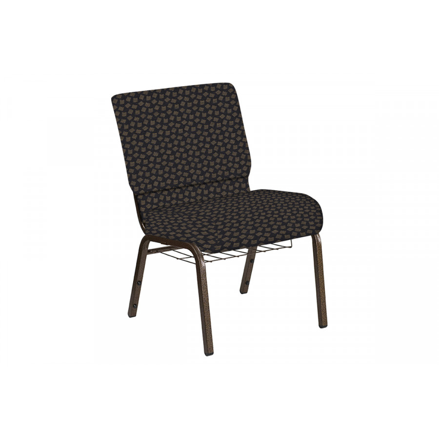 BLNK Church Chair in Scatter with Gold Vein Frame - Pepper, 21"W, with Book Rack