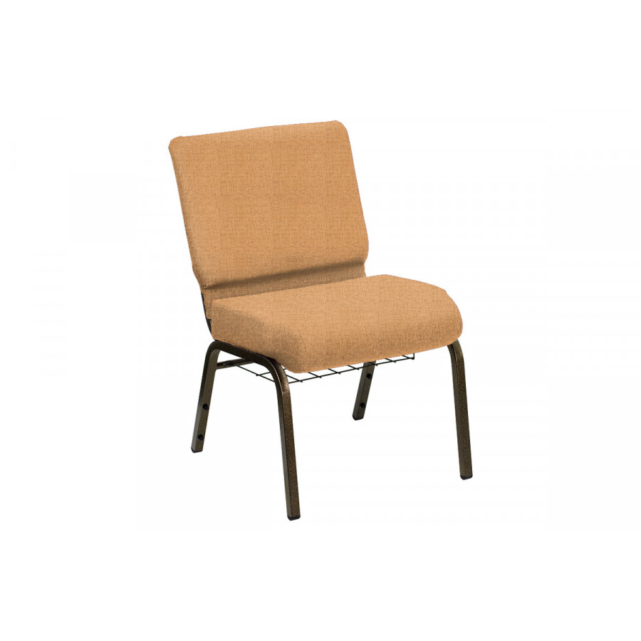 BLNK HERCULES Series Church Chair in Sherpa with Gold Vein Frame - Amber, 21"W, with Book Rack
