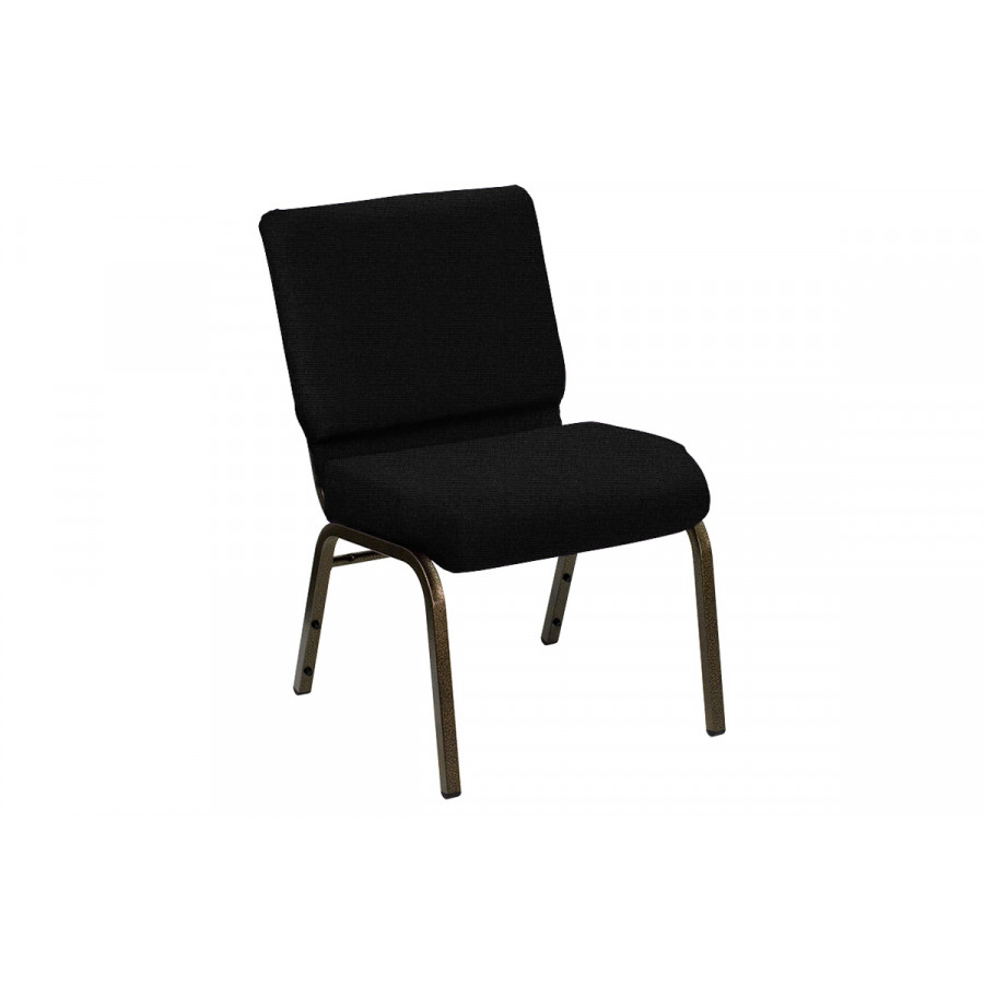 BLNK HERCULES Series Church Chair in Sherpa with Gold Vein Frame - Black, 21"W