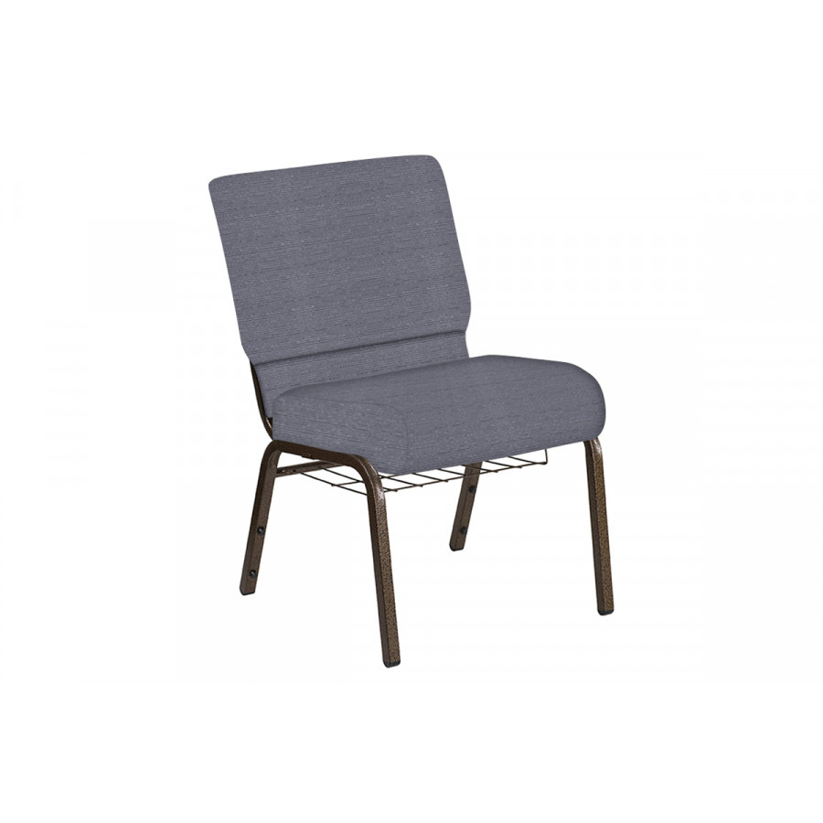 BLNK Church Chair in Tahiti with Gold Vein Frame - Gun Metal, 21"W, with Book Rack