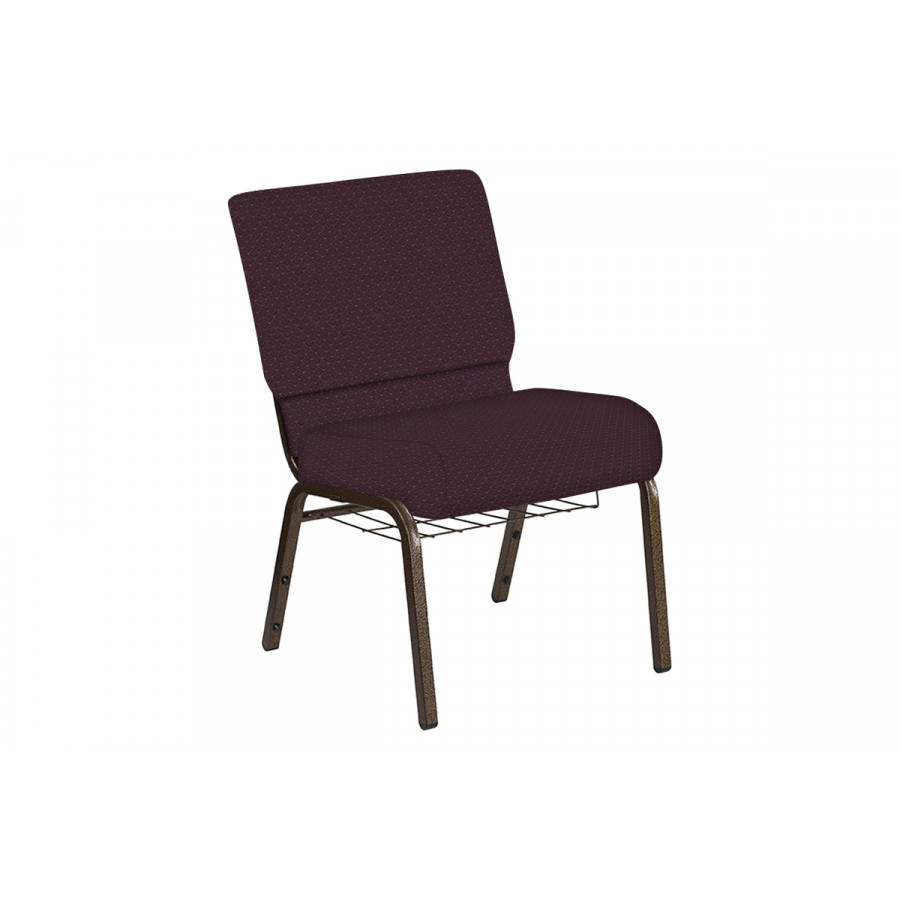 BLNK Church Chair in Venus with Gold Vein Frame - Aubergine, 21"W, with Book Rack