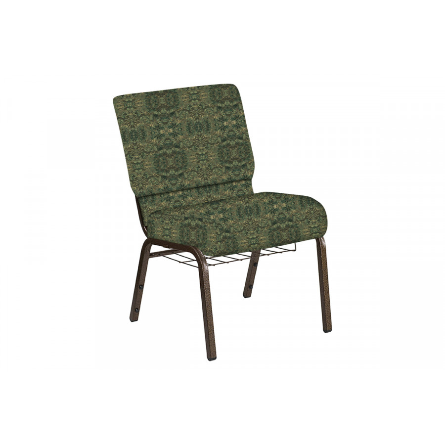 BLNK Church Chair in Watercolor with Gold Vein Frame - Giverney, 21"W, with Book Rack
