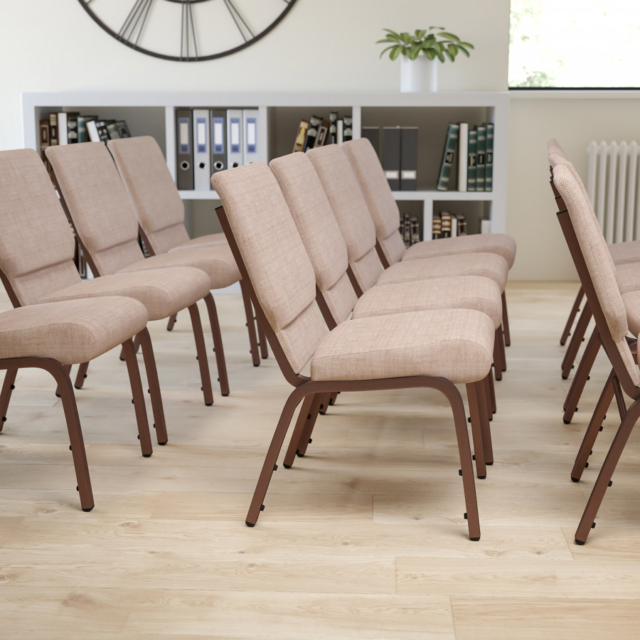 BLNK HERCULES Series Fabric Stacking Church Chair with Copper Vein Frame - Beige