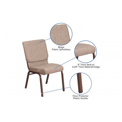 BLNK HERCULES Series Fabric Stacking Church Chair with Copper Vein Frame - Beige