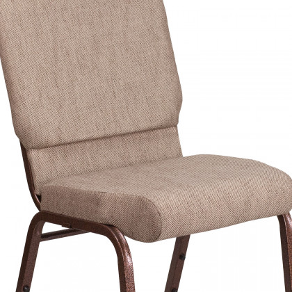BLNK HERCULES Series Fabric Stacking Church Chair with Copper Vein Frame - Beige