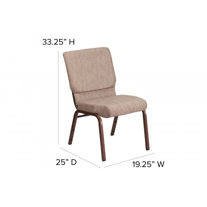 BLNK HERCULES Series Fabric Stacking Church Chair with Copper Vein Frame - Beige