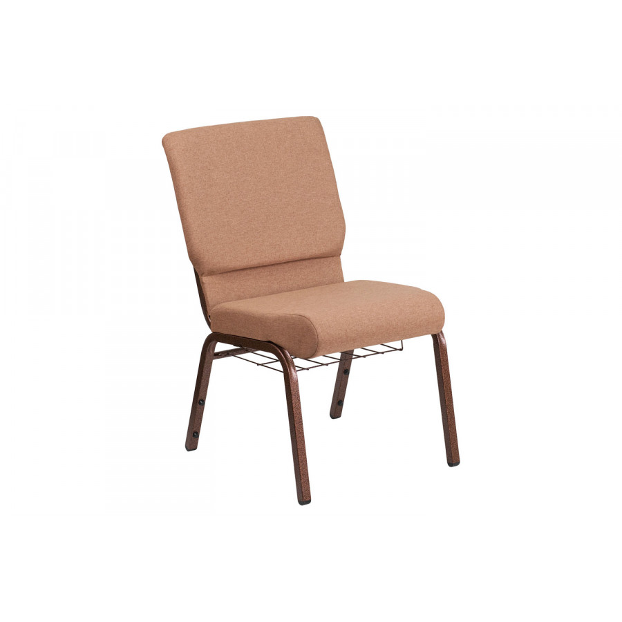 BLNK - HERCULES Series Fabric Church Chair with Cup Book Rack and Copper Vein Frame