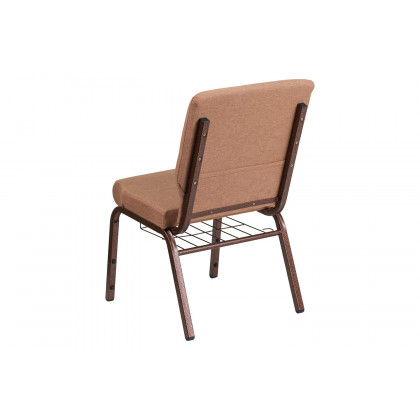 BLNK - HERCULES Series Fabric Church Chair with Cup Book Rack and Copper Vein Frame