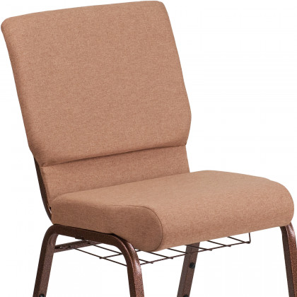 BLNK - HERCULES Series Fabric Church Chair with Cup Book Rack and Copper Vein Frame