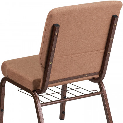 BLNK - HERCULES Series Fabric Church Chair with Cup Book Rack and Copper Vein Frame