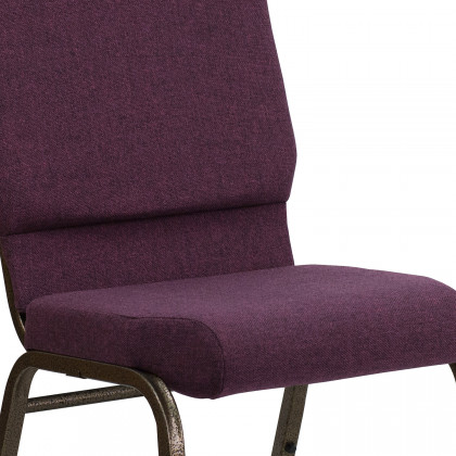 BLNK HERCULES Series Fabric Stacking Church Chair with Gold Vein Frame - Plum