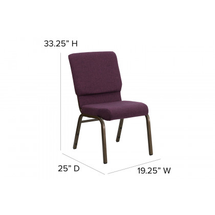 BLNK HERCULES Series Fabric Stacking Church Chair with Gold Vein Frame - Plum