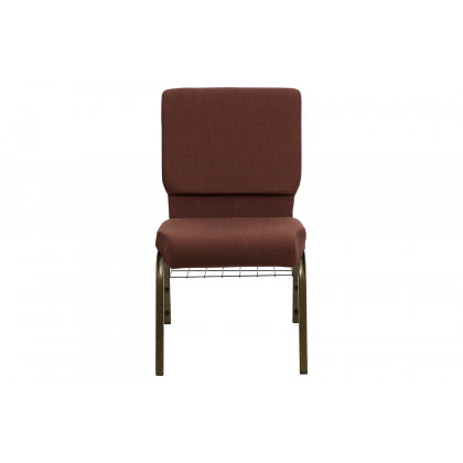BLNK HERCULES Series Fabric Church Chair with Cup Book Rack and Gold Vein Frame - Brown