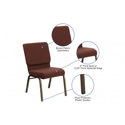 BLNK HERCULES Series Fabric Stacking Church Chair with Gold Vein Frame - Brown