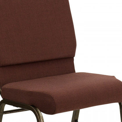BLNK HERCULES Series Fabric Stacking Church Chair with Gold Vein Frame - Brown