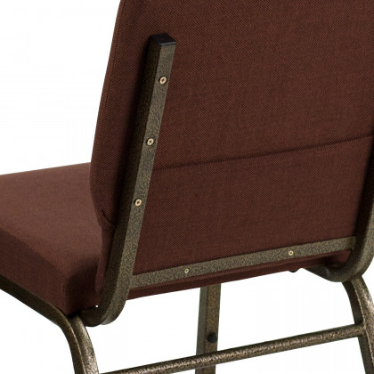 BLNK HERCULES Series Fabric Stacking Church Chair with Gold Vein Frame - Brown