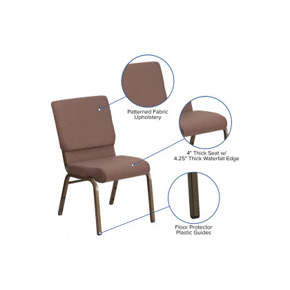 BLNK HERCULES Series Fabric Stacking Church Chair with Gold Vein Frame - Brown Dot