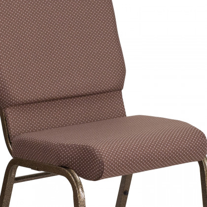 BLNK HERCULES Series Fabric Stacking Church Chair with Gold Vein Frame - Brown Dot