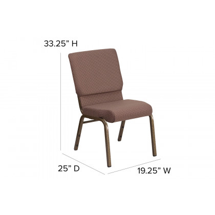 BLNK HERCULES Series Fabric Stacking Church Chair with Gold Vein Frame - Brown Dot