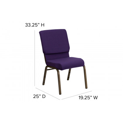BLNK HERCULES Series Fabric Stacking Church Chair with Gold Vein Frame - Royal Purple