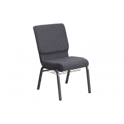 BLNK - HERCULES Series Fabric Church Chair with Book Rack and Silver Vein Frame