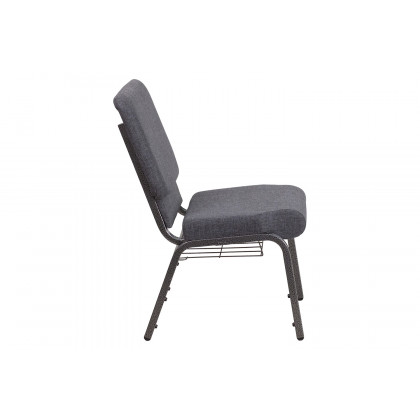 BLNK HERCULES Series Fabric Church Chair with Book Rack and Silver Vein Frame - Dark Gray